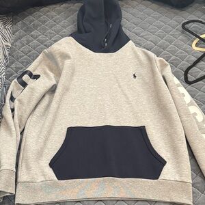 Polo Ralph Lauren Gray and Navy Hoodie with Logo 1967 XL